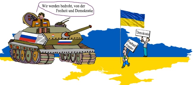 Russland überfällt die Ukraine mit einem völkerrechtswidrigen Eroberungskrieg.