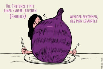 © Paul Blow, http://blog.viking.de/   Er bricht die Fastenzeit mit einer Zwiebel.